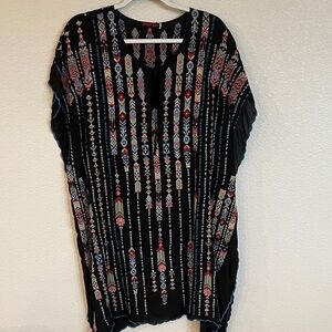 Johnny Was Black Tunic with Colorful Embroidery